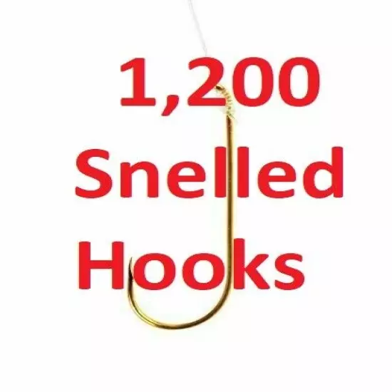 1200 Snelled Bait Fishing Hooks Gold Snells Size 3 Lot 1" Small Leader Wholesale