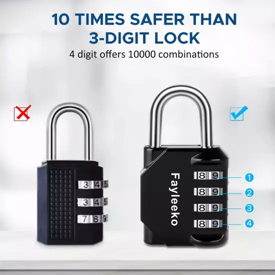 Combination Lock, 4 Digit Combination Padlock for School Gym Sports Locker, Fenc