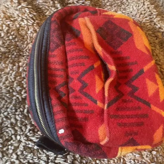 Pendleton Wool Leather Trim Aztec Southwest Make Up Unisex Toiletry Man Bag