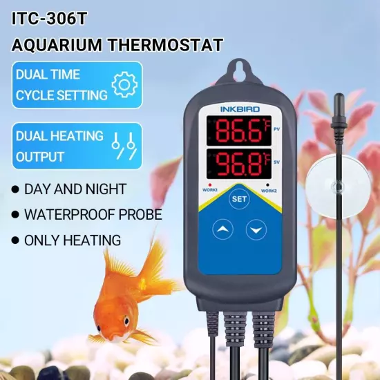 Aquarium Heater Temperature Control INKBIRD Thermostat ITC-306T Marine Fish 110V