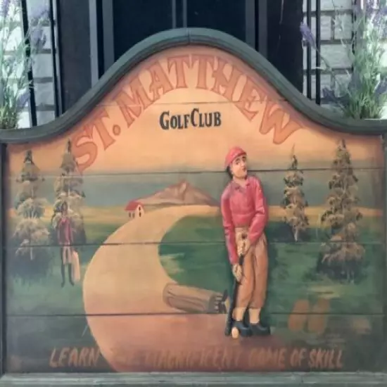 Vintage Wood St. MATTHEW GOLF CLUB AUTHENTIC Large Sign