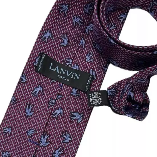 LANVIN Blue/Red Bird Silk LUXURY Tie FRANCE