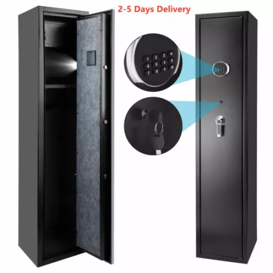 Security 5 Gun Rifle Storage Electronic Lock Shotgun Pistol Cabinet Safe Firearm