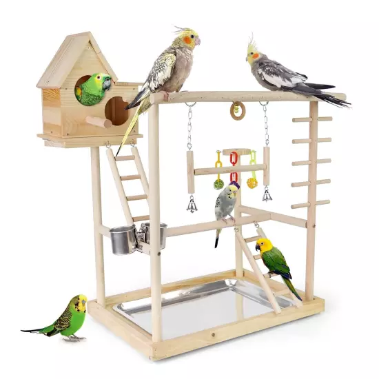 Bird Playground Parrots Perch Stand Play Gym for Cockatiel Playpen with Nesti...