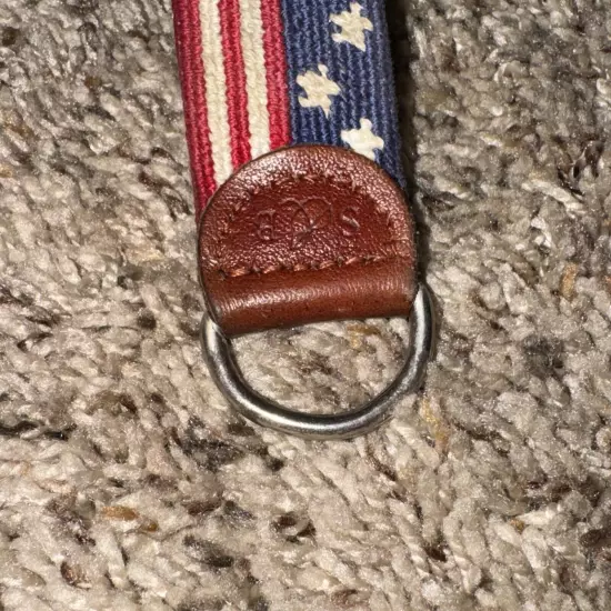 Smathers & Branson Old Glory needlepoint handmade leather key fob key chain