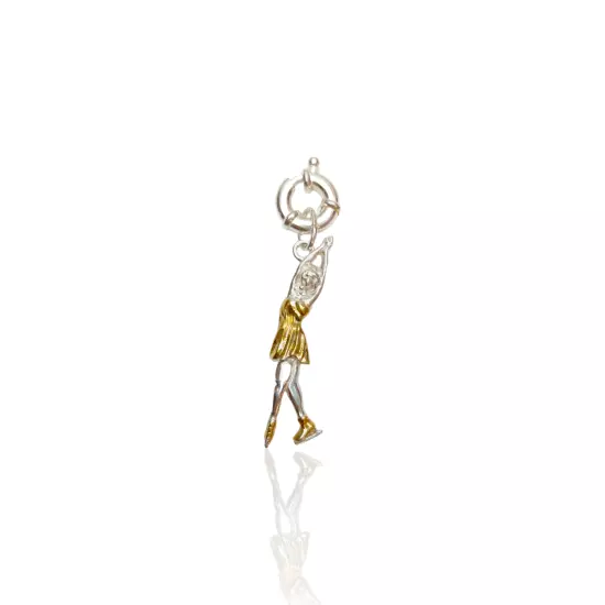 Silver Figure Skating Zipper Pendant Sports Jewelry Gift.