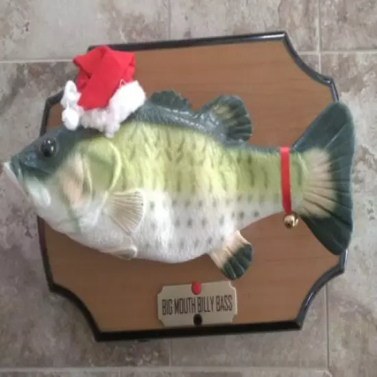 Vintage Gemmy Big Mouth Billy Bass Singing Fish Motion Activated Christmas Santa