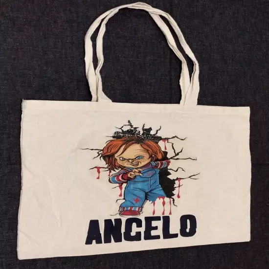 CHUCKY TOTE Bag Chucky ANGELO TRICK OR TREAT Halloween BAG FOR CANDY COTTON