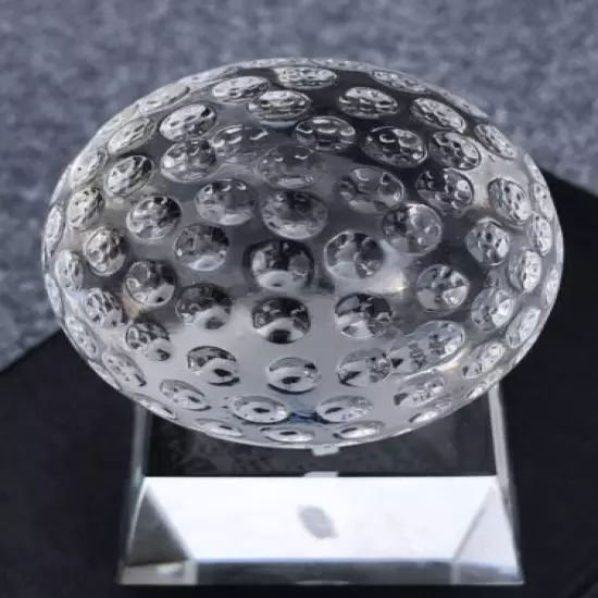 Crystal Glass Golf Ball On Base Magnificent Paperweight Trophy Fathers Day Gift