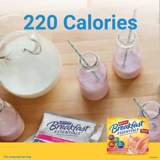 Carnation Breakfast Essentials Nutritional Drink Mix, Strawberry Sensation 10ct.