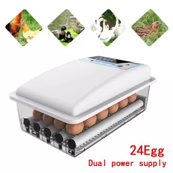 24 Egg Digital Incubator Automatic Turning Hatch Chicken Duck Egg Turner Hatcher