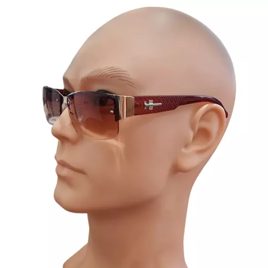 Sunglasses Men Brown Color Block Gradient Lens Decor Eyewear