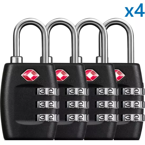 4 x TSA Lock Travel Luggage 3 Digit Combination Resettable NEW TL01 (4 pcs)