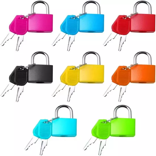 Luggage Locks w/ Keys, Multicolor, Small Lock, Plastic Covered, Copper Keyed