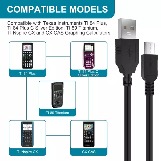 USB PC Charger Charging Cable Cord for TI-84 plus CE Graphing Calcula