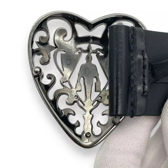 GUCCI Belt Crest Knight Heart Black Black Silver