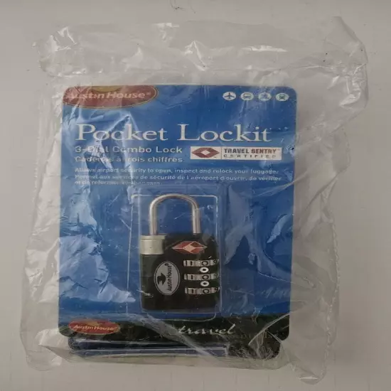 3 Pack Pocket Lockit 3-Dial Combo Lock Travel Sentry Certified NEW SEALED