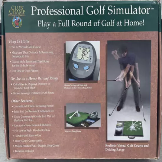 Club Champ Professional Golf Simulator Virtual Golf Course Trainer W/ Extras.