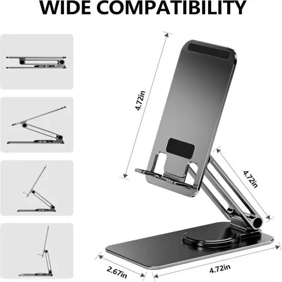 Cell Phone Stand Holder Multi Angle Adjustable Height 360 Rotation Foldable