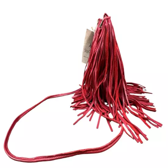 McFadin Stacy & Laurie Red Fringe Handmade Lether Crossbody Bag