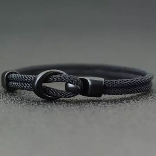 Pulsera de cuerda Náutica de doble capa para hombre accesorios de supervivencia