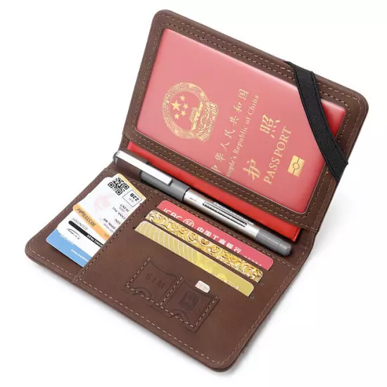 Family Travel Wallet Passport Holder RFID Blocking Document Organizer Bag Case