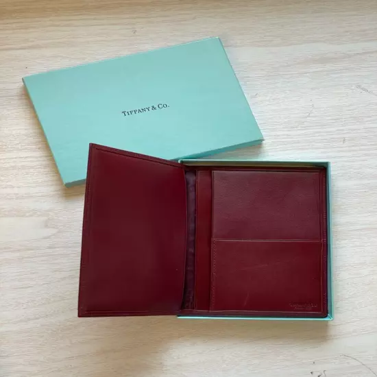 Tiffany & Co France Passport Holder Burgundy Leather Brand New w/ Box and Tissue