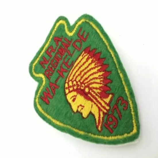 Vintage NRA National Rifle Association Patch Camp Wa Ke De Regional 1973 Green