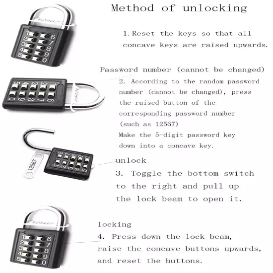 Padlock - Digits Combination Lock,Button Combination Security Padlock Digital...