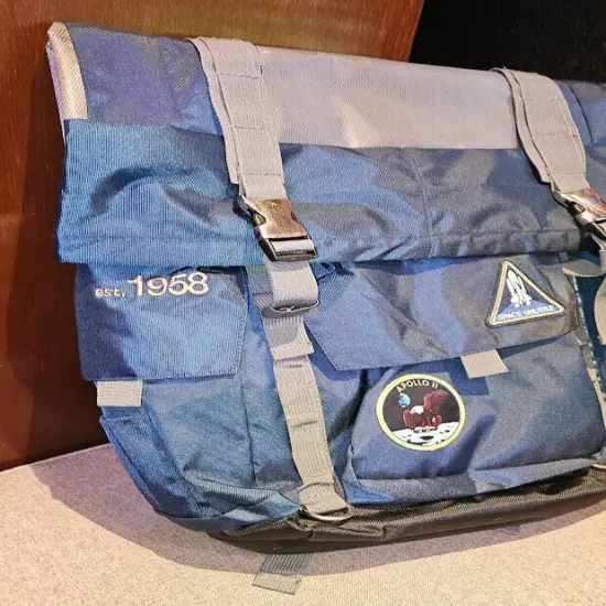 NASA Bioworld Backpack w/ Logo Roll Top Built Up Space Laptop Bag Apollo 11