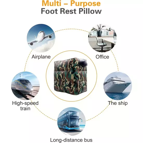 Inflatable Foot Rest Pillow for Travel, Push to Inflate, Height Adjustable