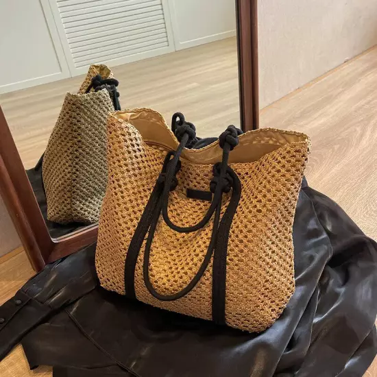 Ladies Woven Handbag Women Beach Bag Shopper Tote Top-Handle Bags Shoulder Bags