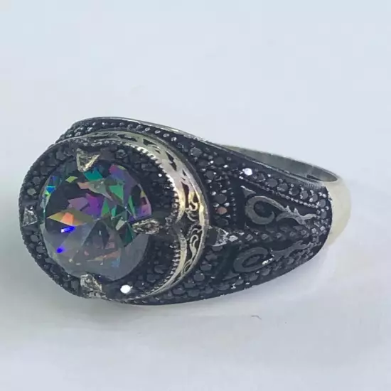 African Fire Opal Ring Men Silver 925,Royal,Rare,Luxuryخاتم اوبال افريقي فاير