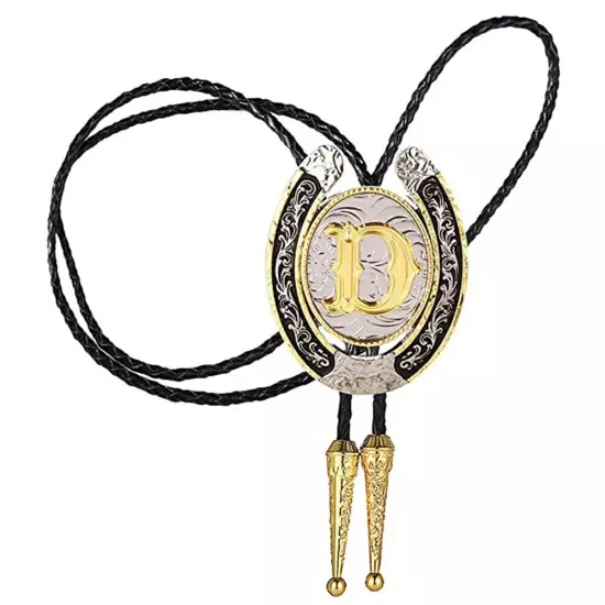 Bolo Tie for Men- Golden Initial Letter A to Z Western Cowboy Bolo Tie for Women