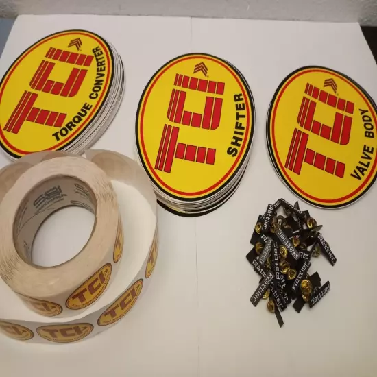 LOT NOS Vintage Tci Rattler Pins AND Stickers HOTROD