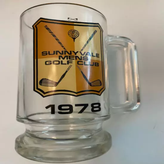 Vintage 1978 SUNNYVALE Men’s GOLF Club Glass Beer Stein Mug Rare MINT