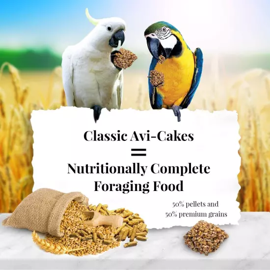 Lafeber's Classic AVI-Cakes Bird Food For Macaws & Cockatoos 1-Pound - 3 Pack