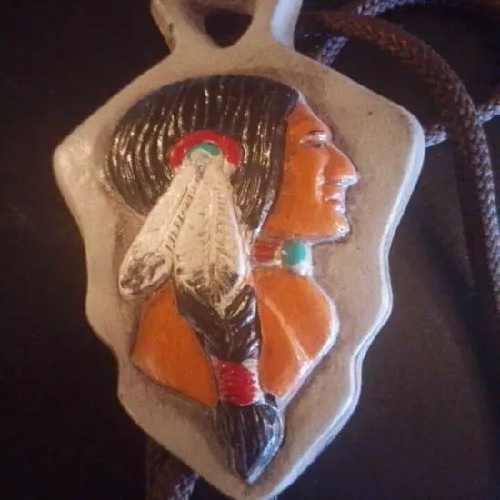 Indian Head Arrowhead Bolo Tie