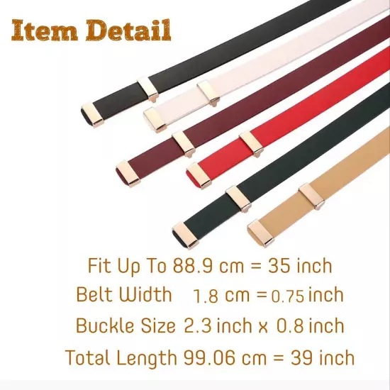 Women's Premium Ultra Soft Genuine Leather Belt Gold Color Buckle Waistband 4-6