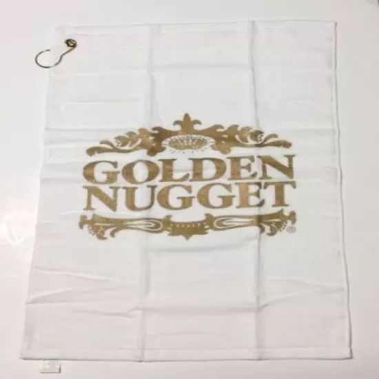 Golden Nugget Casino ~ 3 Golf Balls and Golf Towel Set ~ Sparkly Gold Logo ~ NIP