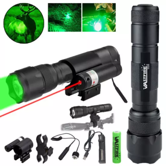 500 Yards Green Light LED Flashlight Varmint Predator Coyote Hog Pig Hunting