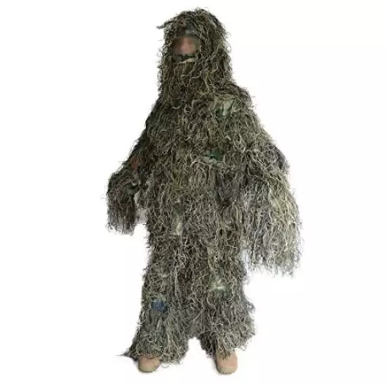 JUMPEAK Hooded Ghillie Suit Camo Clothing Woodland Camouflage