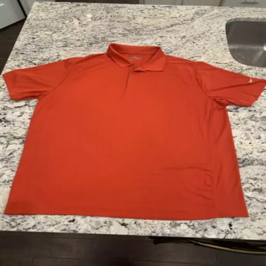 NIKE Golf Tour Performance Dri Fit Polo Shirt Mens XXL Orange Swoosh