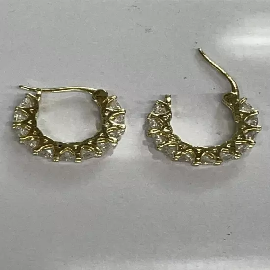 Gold Round Hoop CUBIC ZIRCONIA EARRINGS Dangle Fashion Jewelry New 20% OFF