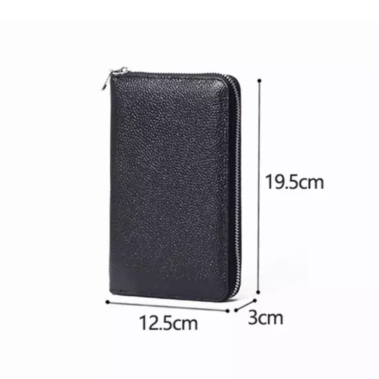 1659 Leather Belly Passport Bag RFID Long Wallet Men And Women Documents Package