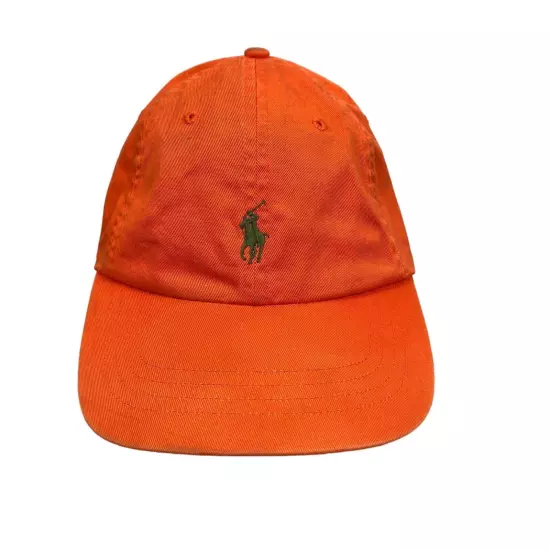 Polo Ralph Lauren Embroidered Pony Orange Baseball Hat Adjustable 