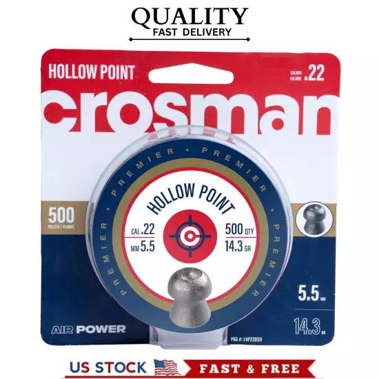 Crosman Rifle Hunting Pellets Gun Hollow Point .22 Caliber 14.3 Grain 500 Count