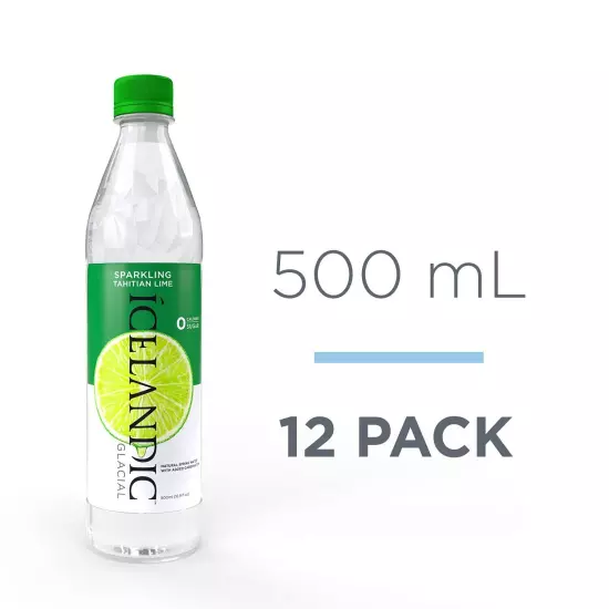 12 Count, Icelandic Glacial Sparkling Water, Tahitian Lime, 500 ml