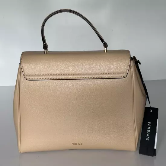 Versace Top Handle Grainy Calf Leather Beige Shoulder Bag 1013351 IT NWT $1775