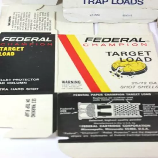 LOT of FOUR 4 WINCHESTER, FEDERAL & WESTERN 12GA TRAP LOADS SHELL BOXES - EMPTY